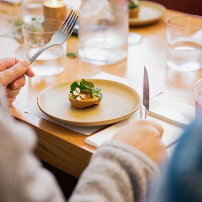 Meal made from foraged food at De Lile Edible VI in Parksville Qualicum Beach Vancouver Island