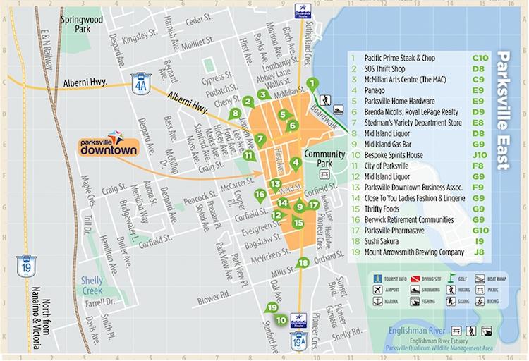 Central Vancouver Island Map Page Parksville Map and Qualicum Beach