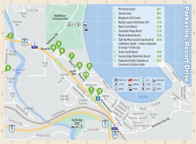 Central Vancouver Island Map Page Parksville Map and Qualicum Beach