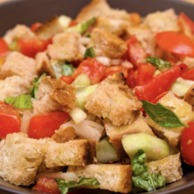 Panzanella Salad prepared from Wild Culture Artisan Bakery in Qualicum Beach BC
