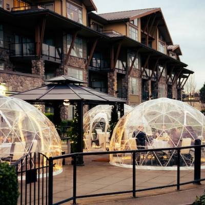 Heated patios at the Pacific Prime Restaurant in the Beach Club Resort.