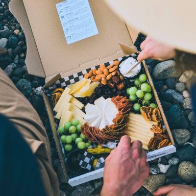A charcuterie box of cheeses, fruit, cured meats and nuts from Little Qualicum Cheeseworks in Parksville, BC.