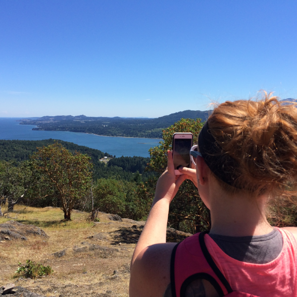 hiker at the notch in Nanoose Bay