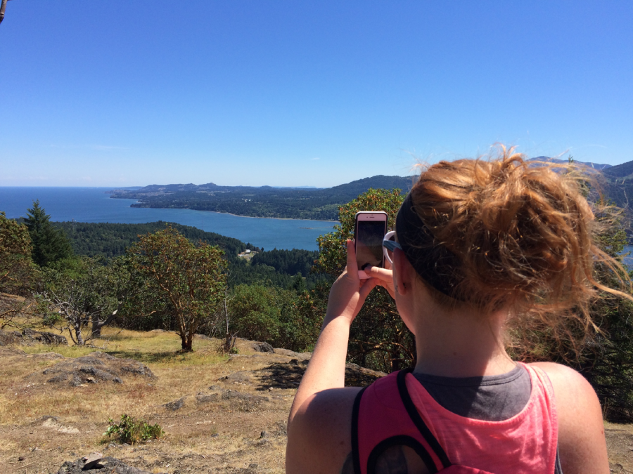 hiker at the notch in Nanoose Bay