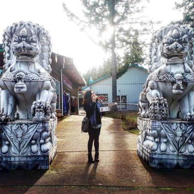 Statues at Coombs Emporium in Parksville Qualicum Beach, BC