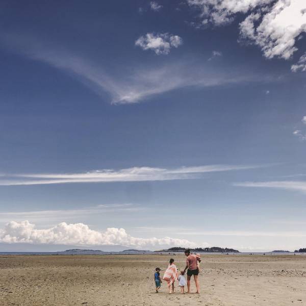 family spending time at Rathtrevor Beach
