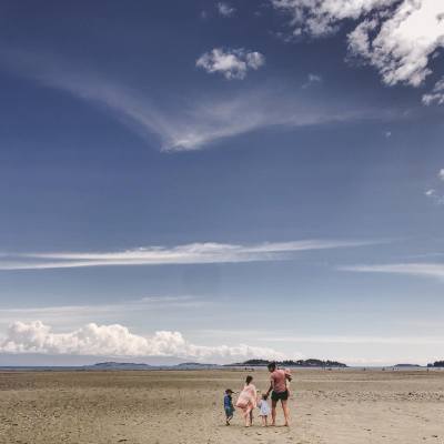 family spending time at Rathtrevor Beach