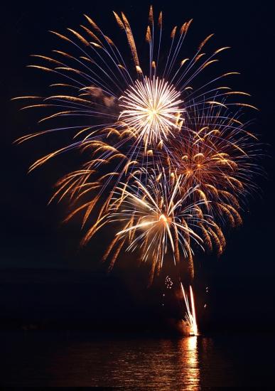fireworks light up the night sky during Canada Day festivities in Parksville Qualicum Beach